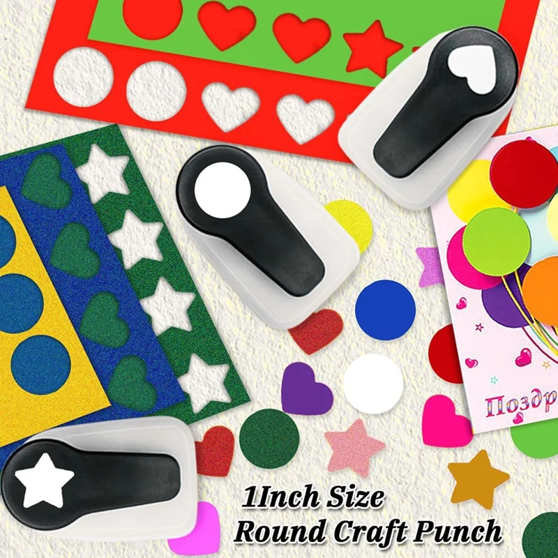 Paper Punch,Heart Hole Puncher,Circle Punch,Star Hole Punch, 1Inch Shape Hole Punch For Crafts,Paper Punch For Crafting