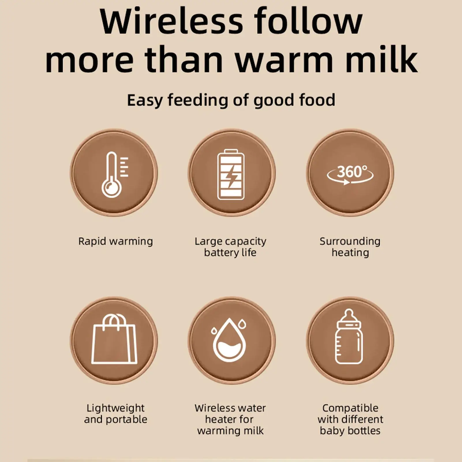 Portable Bottle Warmer Rechargeable Cordless Milk Warmer with Temperature Control Baby Bottle Warmer for Traveling Camping Home