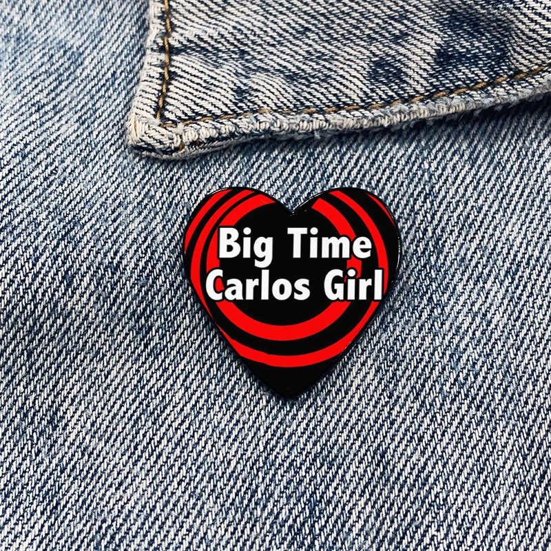 Big Time Carlos Girl Heart-shaped Pin Funny Brooches Shirt Lapel teacher Bag Cute Badge Cartoon pins for women