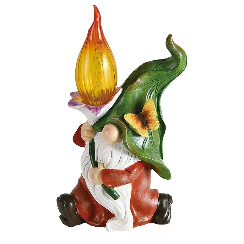 

Garden Gnome Statue Whimsical Outdoor Gnome Display Solar Powered Illuminated Figurines Sculpture Garden Gnome Decoration Statue