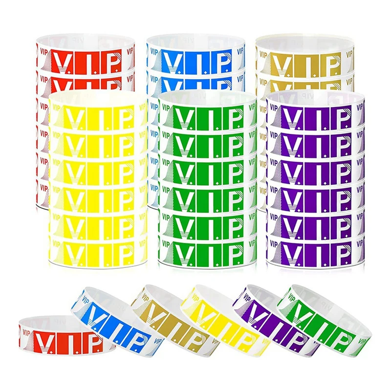 

600 Pcs Paper Wristbands For Events,Waterproof Neon Colored Wrist Bands For Concert,Amusement Parks,Adhesive Arm Bands