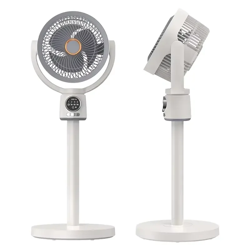 10 Inch Portable Electric Floor Fan 24W USB Rechargeable Stand Base 9000mAh Battery AC DC Power Height Adjustable 24H Timer