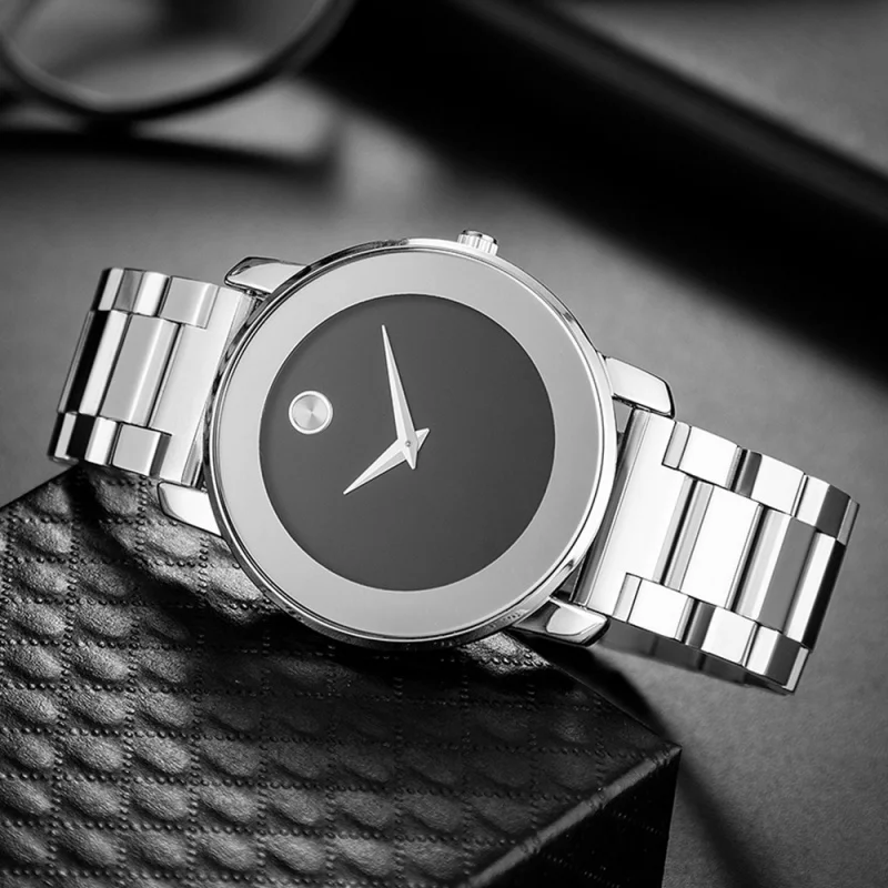 MISSFOXWatch-Reloj clásico de cuarzo para hombre, cronógrafo ultrafino, de negocios, de acero inoxidable, resistente al agua