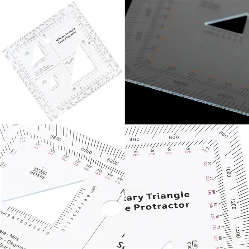 Escala de coordenadas a92p, prático, transparente, mapa topográfico, navegação, transferidor militar