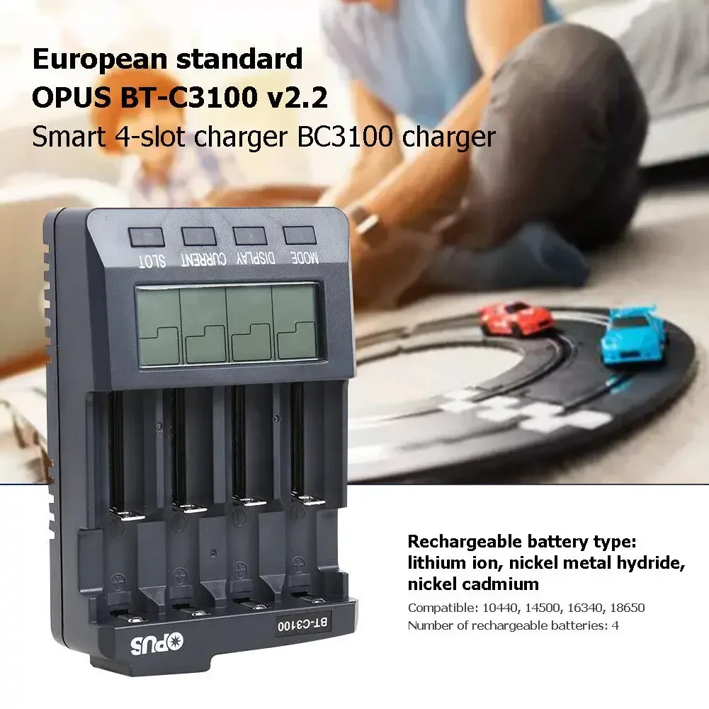 New Opus BT-C3100 V2.2 Digital Intelligent 4 Slots AA/AAA LCD 18650 Battery Charger Opus BT -C3100 V2.2 Battery Charger