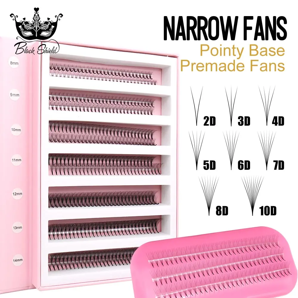 

1000Fans Mix Thin Root Narrow Pointy Base Premade Fans Eyelash Extension 5D 6D 8D 10D Narrow Volume Fan Promade Ready Fan Lashes