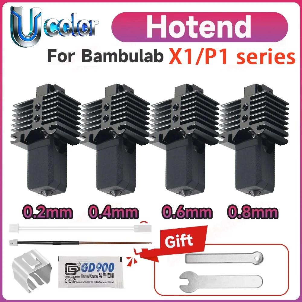 

Комплект для модернизации хотэнда для Bambu Lab P1P X1 P1S X1C: термистор, биметаллический термобарьер, сопло из закаленной стали, печатающая головка