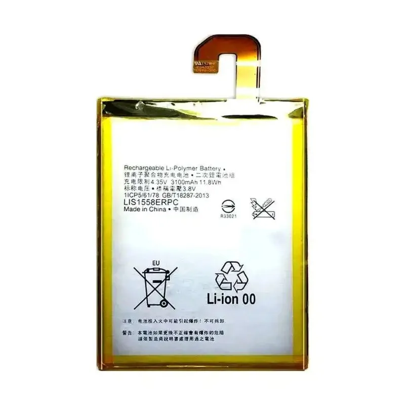 Lis1558erpc 3100mah leve para sony xperia z3 l55 l55t l55u z3v bateria do telefone móvel