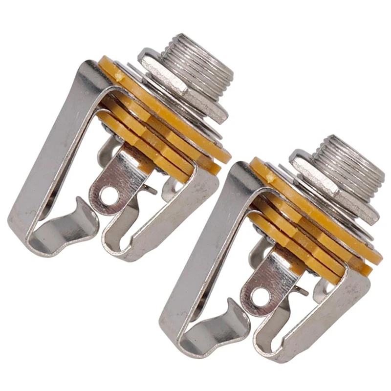 2Pcs 1/4 inch 6.35Mm Stereo Input Jack Plug Socket For Electric Guitar Bass, Guitar Pickup Output Jack, Guitar Parts