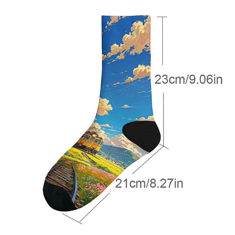 만화 기차, 새롭고 재미있는 남성용 양말, 승무원 양말, 편안하고 통기성, 레트로 캐주얼 트렌드, 남성용 최고의 선물