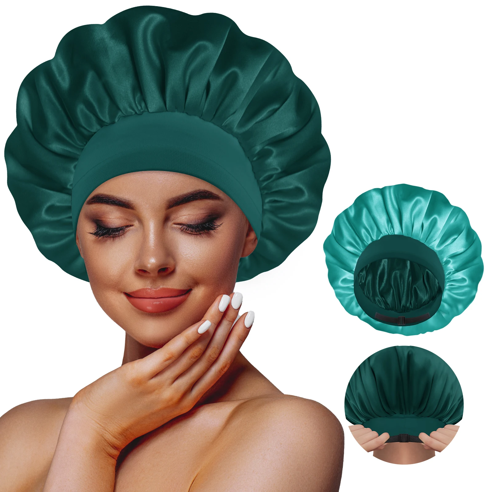 Bonnet Queen Silk Bonnet Adjustable Reversible Double Layer for Sleeping & Curly Hair