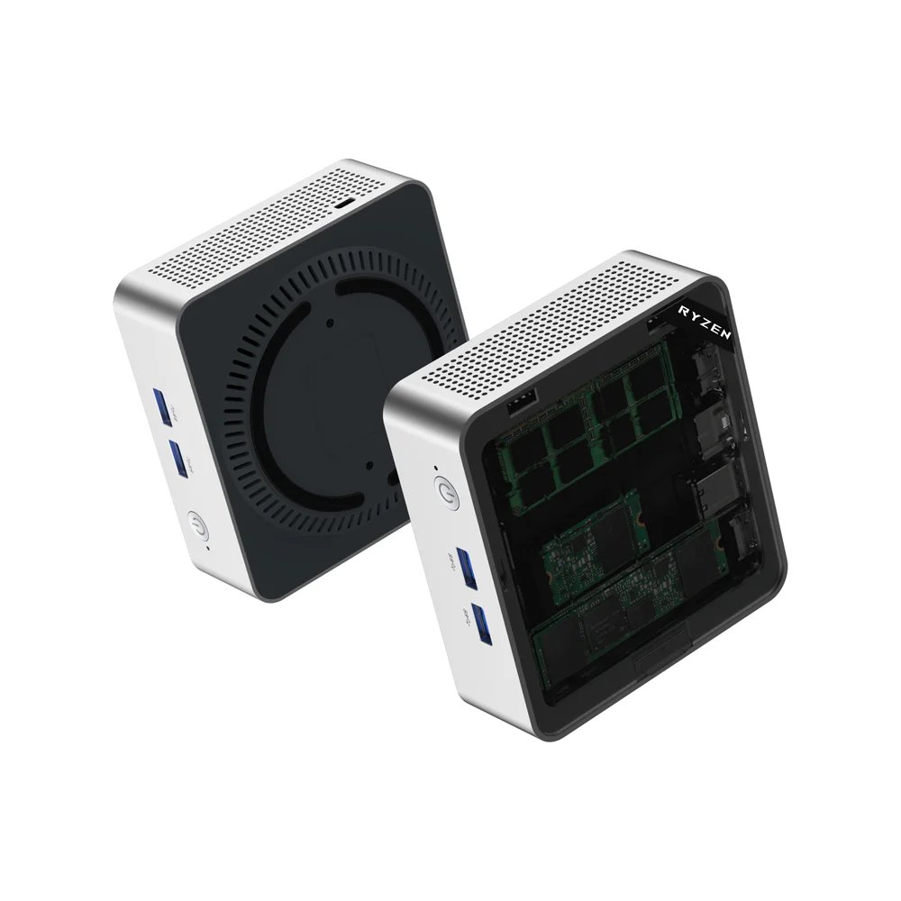 AMD Ryzen 4300U Quad Core Pokect Mini PC Dual HD 1x2.5G LAN RJ45 Palm Home Computer Dual DDR4 RAM NVMe Windwos 11 WiFi6 Bt5.3