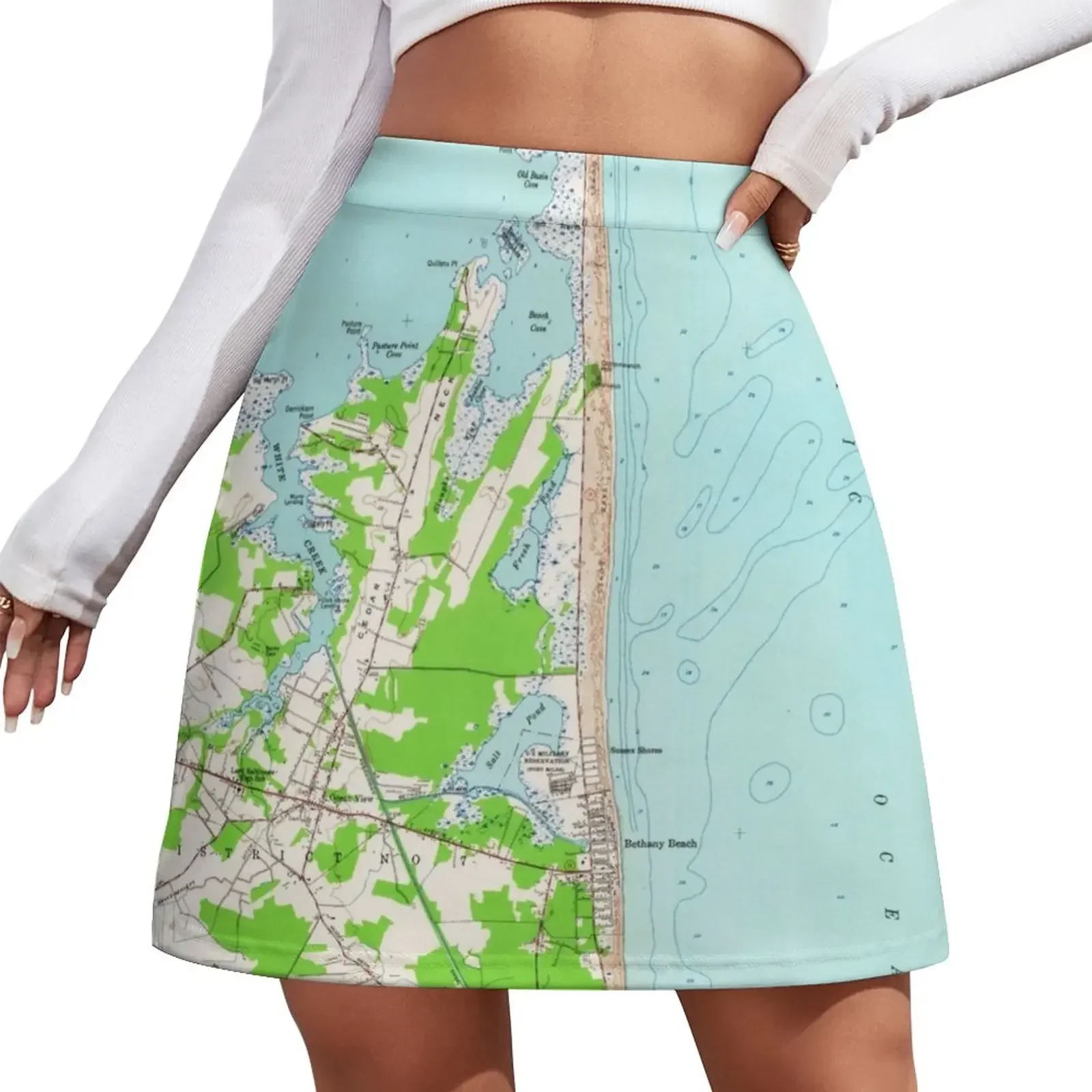 

Vintage Map of Bethany Beach Delaware (1954) Mini Skirt Female dress modest skirts for women clothes for women