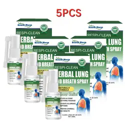 Herbal Cleansing Lung Spray para desintoxicação do fumante, Congestão nasal clara, Aliviar a garganta, Cuidado nasal desconfortável, 5pcs