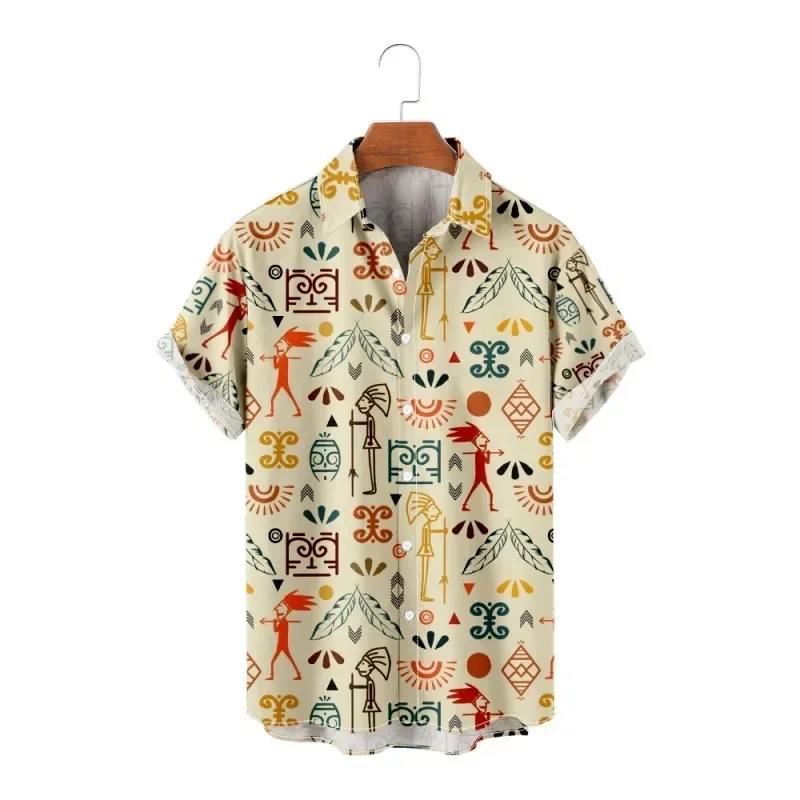 

Camisas Para Hombre 2022 New Casual Fashion 3D Digital Printing Trend Loose Short Sleeve Shirt Men's Top