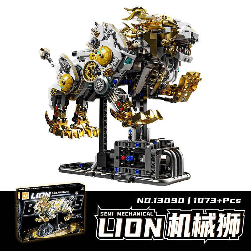 Set di blocchi meccanici Lion 1073 Collegamento dell'ingranaggio delle particelle + Modello di raccolta STEM con effetto luce abbagliante a LED