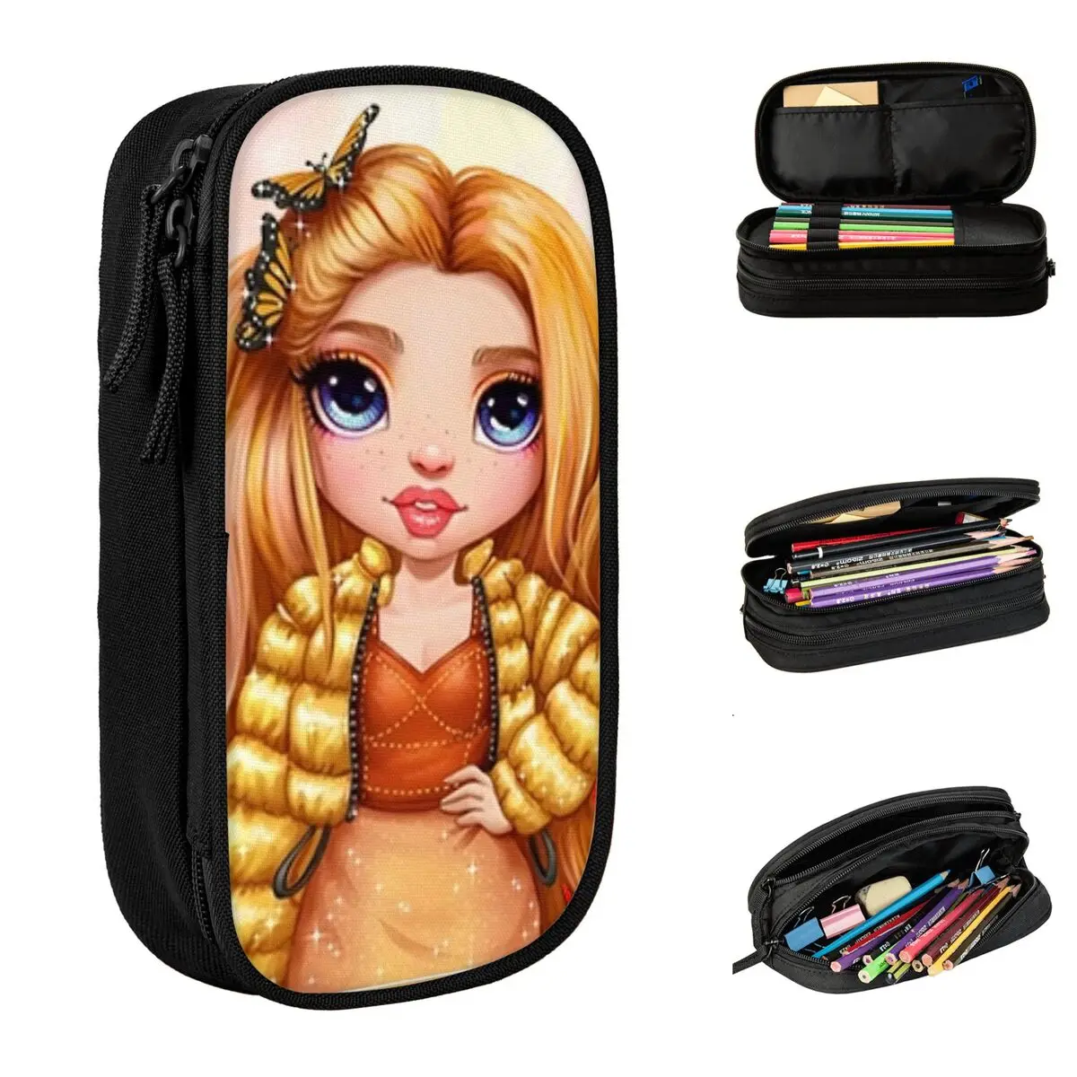 Estuches para lápices Rainbow High Rowan, portalápices para estudiantes, almacenamiento grande, suministros escolares, regalos, estuches para lápices