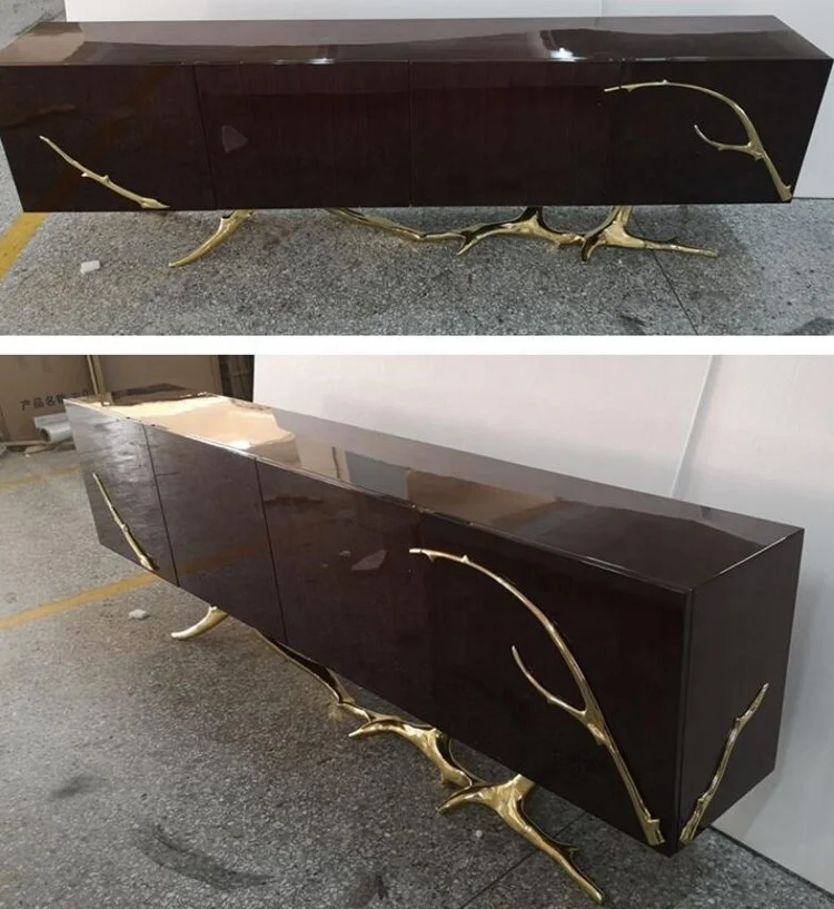 Modern Gold Copper Leg Sideboard Luxury Dining TV Cabinet with Convertible Feature for Home or Hotel Living Room Furniture