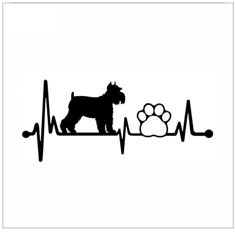 Schnauzer Heartbeat Lifeline Dog  Funny Vinyl Decal Sticker Car Stickers Window 1pcs 8*3.25cm