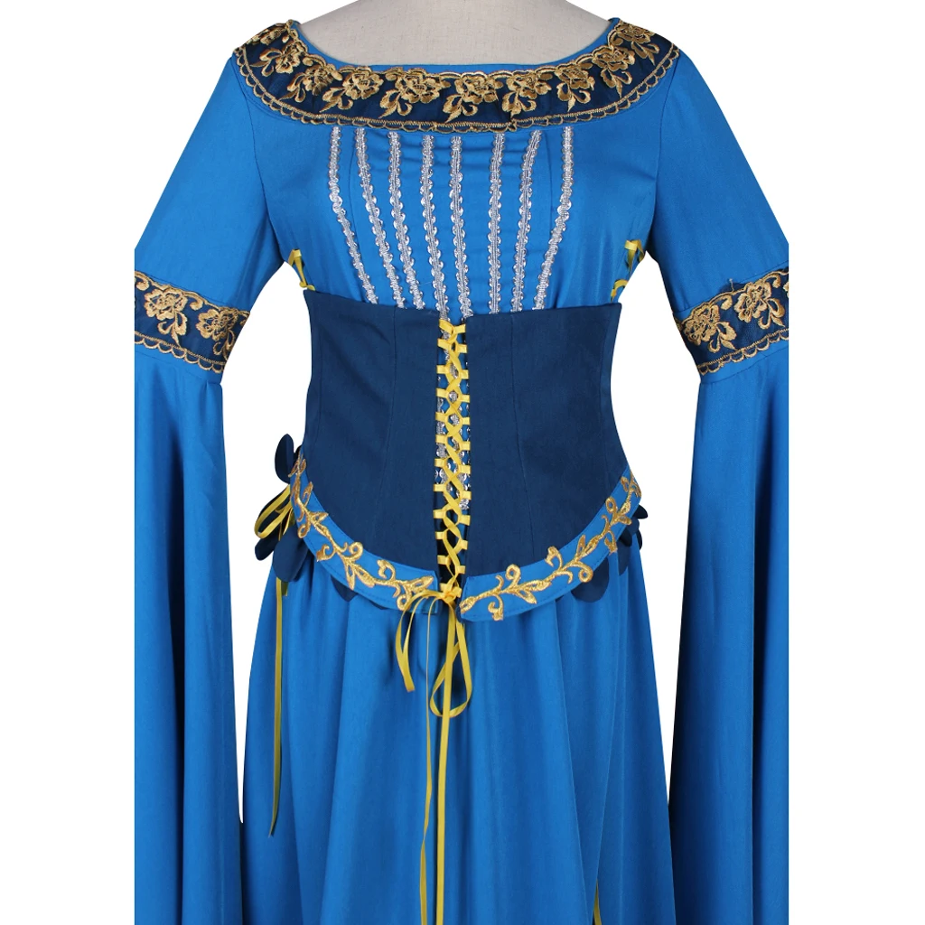 Galadriel Cosplay Costume Dress Elf Queen Dress Victorian Blue Ball Gown \