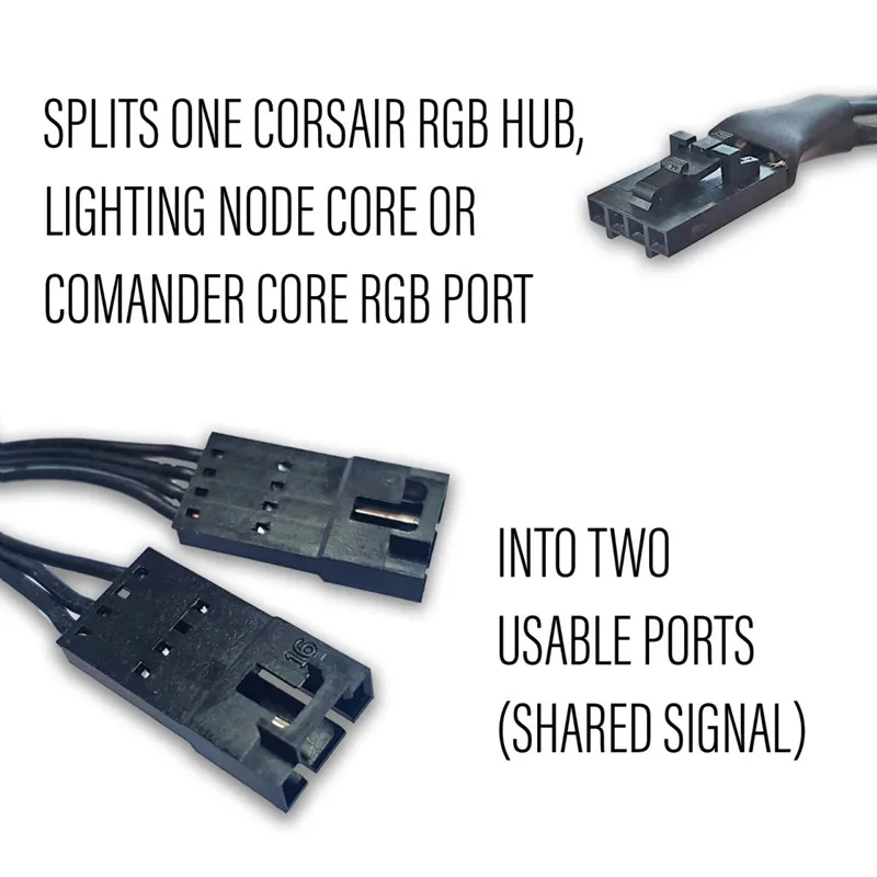 Câble Adaptateur Corsair Pour Ventilateurs QL LL120 - Godlight Sync 4PIN ARGB, Splitter RGB 25 Cm - Hub Contrôle Éclairage PC