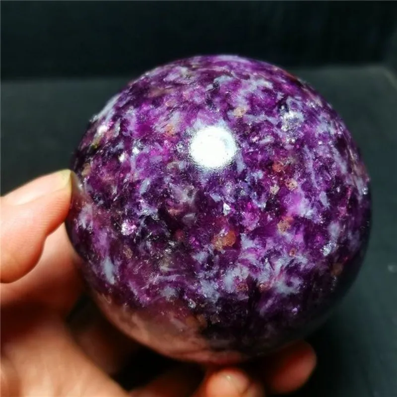 1pc-Boho Style Purple Lithium Mica Crystal Ball - Decorative Stone Sphere for Home Decor, Perfect for Christmas, Hanukkah Gifts