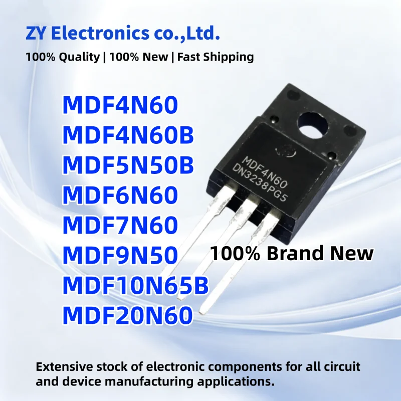 10PCS New MDF6N60 MDF5N50B MDF4N60B MDF9N50 MDF4N60 MDF20N60 MDF7N60 MDF10N65B TO-220F MOS Transistor
