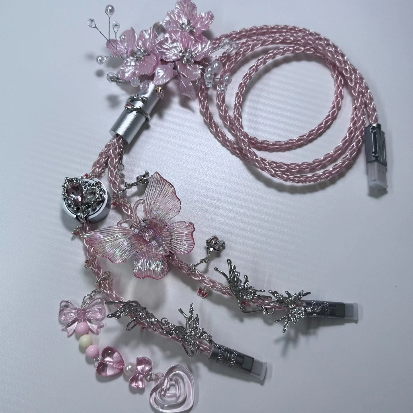 Metal Butterfly Aviator Y-cable Customized 8K Polling Rate Single Crystal Copper 2-in-1 Data Cable 1.3m for Keyboard Accessories