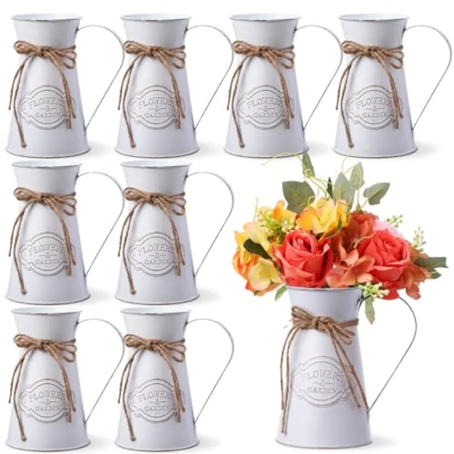 

Металлическая ваза-кувшин для цветов в деревенском стиле, молочная банка, 7 шт. 7-дюймовая винтажная ваза-кувшин для цветов, декор для кухни и ванной комнаты