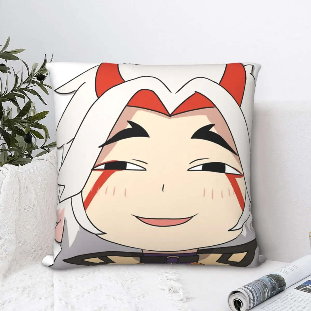 Itto Cute Polyester Cushion Cover Genshin Impact Game For Sofa Office Decorative Breathable Pillow Cover