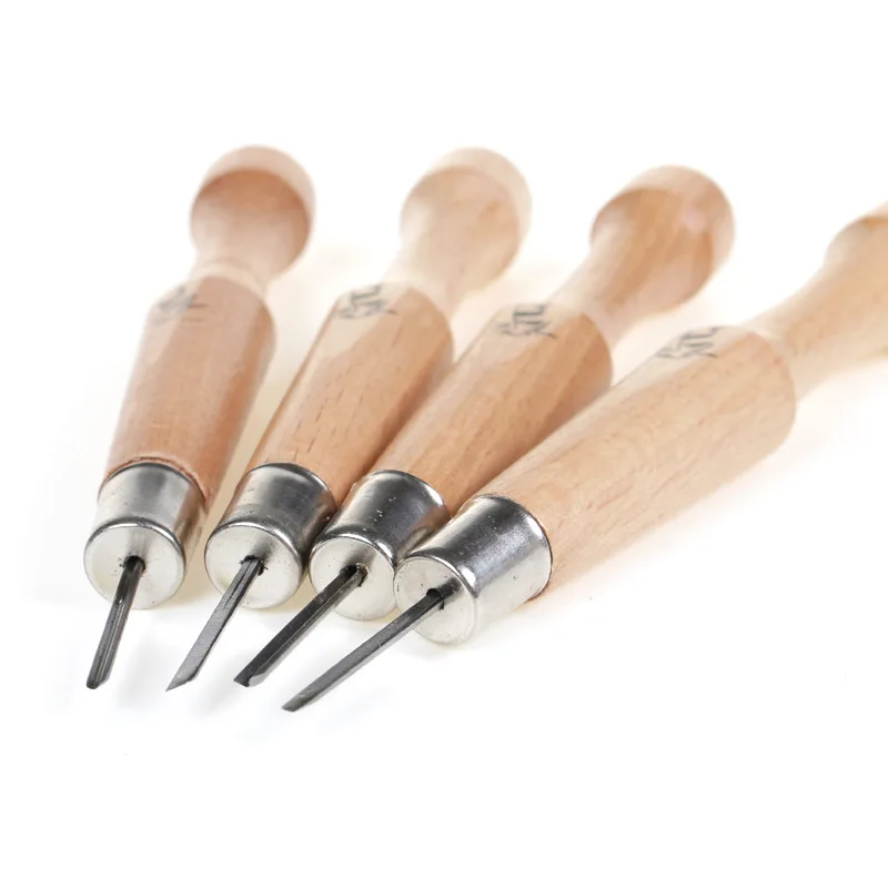 4pc 1.5mm 2mm 3mm Carpenter Carving Chisel Tool Set Woodwork Sculptural Wood handle Carving Tools Woodcut Knife Kit