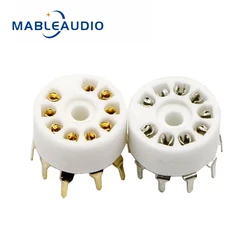 5PCS GZC9-A Ceramic Material Tinned And Gold-Plated 9-pin Electronic Tube Holder Suitable For 12AX7/12AU7 Tube Audio Accessories