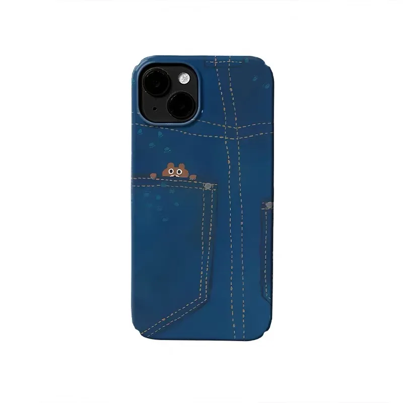 

Blue Pocket Teddy Bear Cartoon Phone Case for IPHONE 17 Air 16E 15 PROMAX 14 Plus 13 12 MINI 11PRO 16Plus XR Acrylic Phone Cover