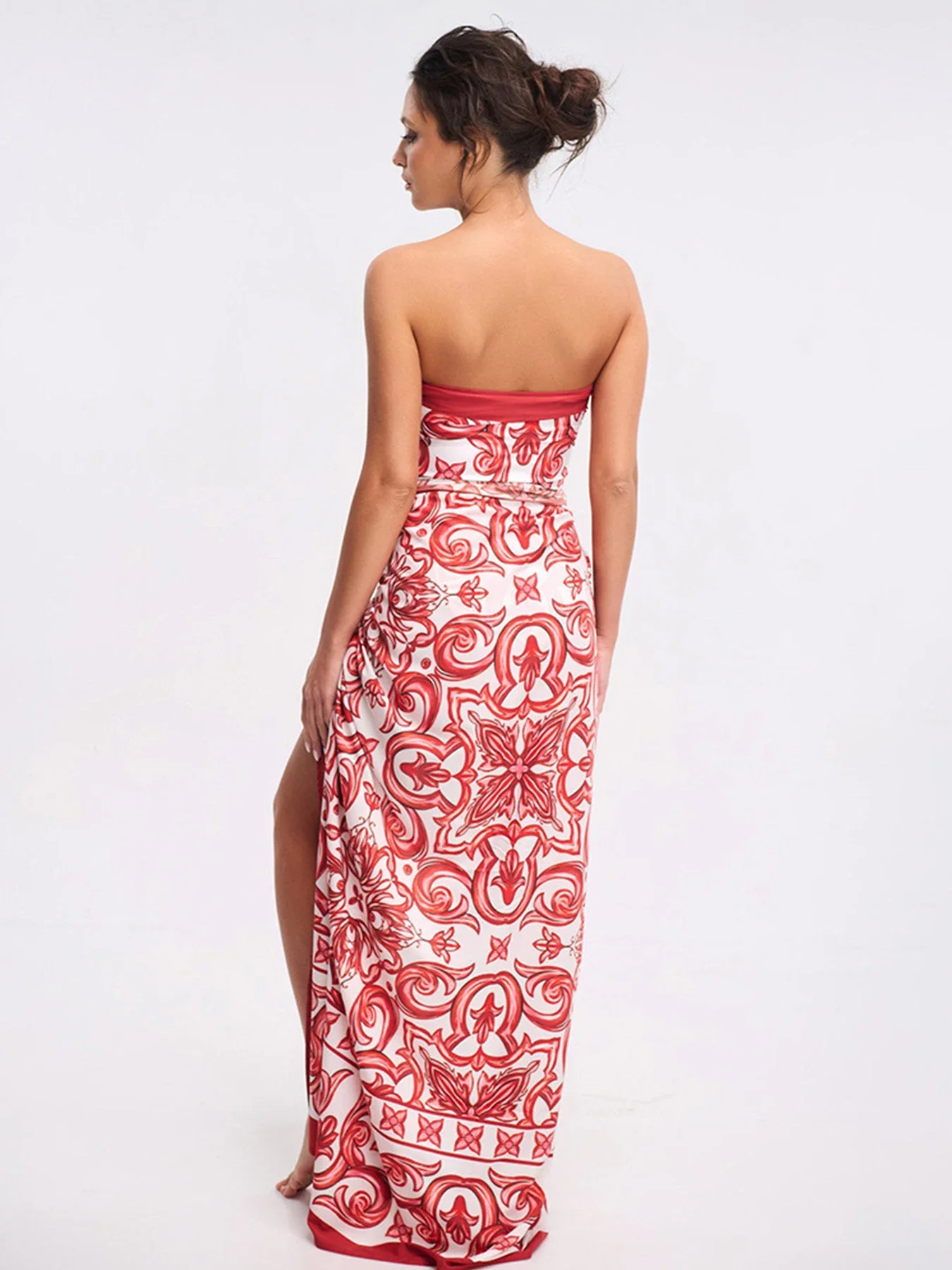 2024 New Ethnic Style Printed One Piece Swimsuit For Women Swimwear And Beach Sarong High Waist Bathing Suit Beachwear Monokini