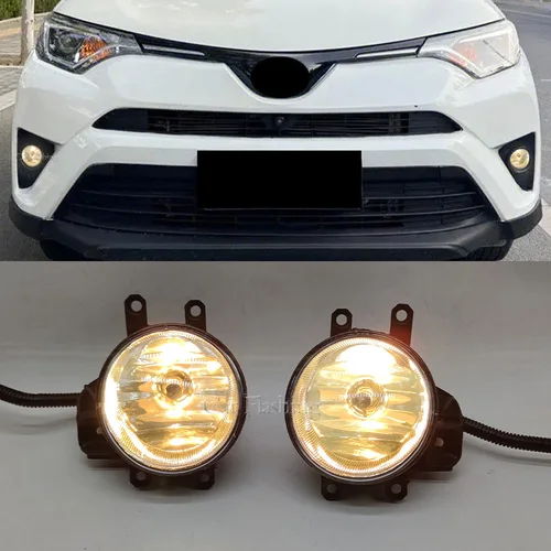 Imagen 2 del producto Luz antiniebla LED para coche para Toyota RAV4 2016 2017 2018, cable de faro antiniebla, cubierta de rejilla, kit de marco de luces antiniebla halógenas