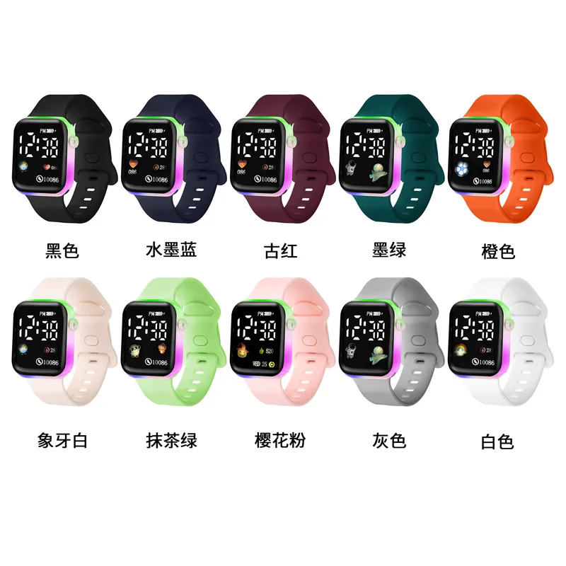 Cross-border direct supply sports electronic watch love multi-display high definition square screen multi-function LED flash ele