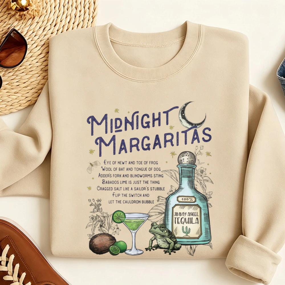 Midnight Margaritas Sweatshirt Unisex Streetwear Long Sleeve Top Practical Magic Pullover Witchy Shirt Halloween Crewneck Hoodie