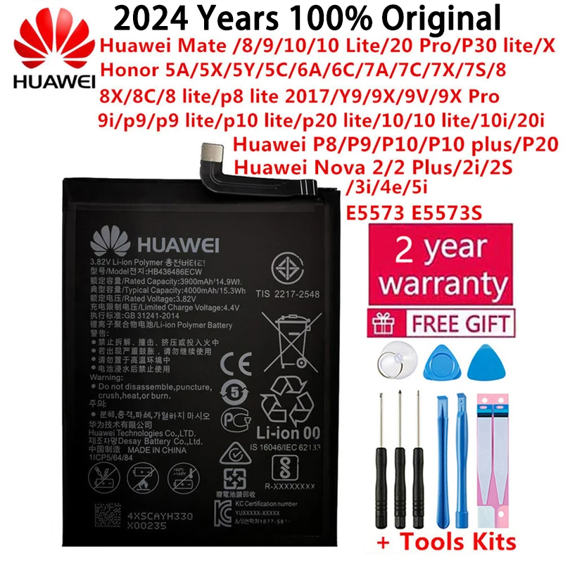 Batterie d'origine pour Huawei, Honor Mate Nova 2 3 5A 5C snap7 7C 7A 7X 8 8A 8C 8X P8 9 Y9 P9 10 P10 20 P20 Lite Pro Plus 24.com