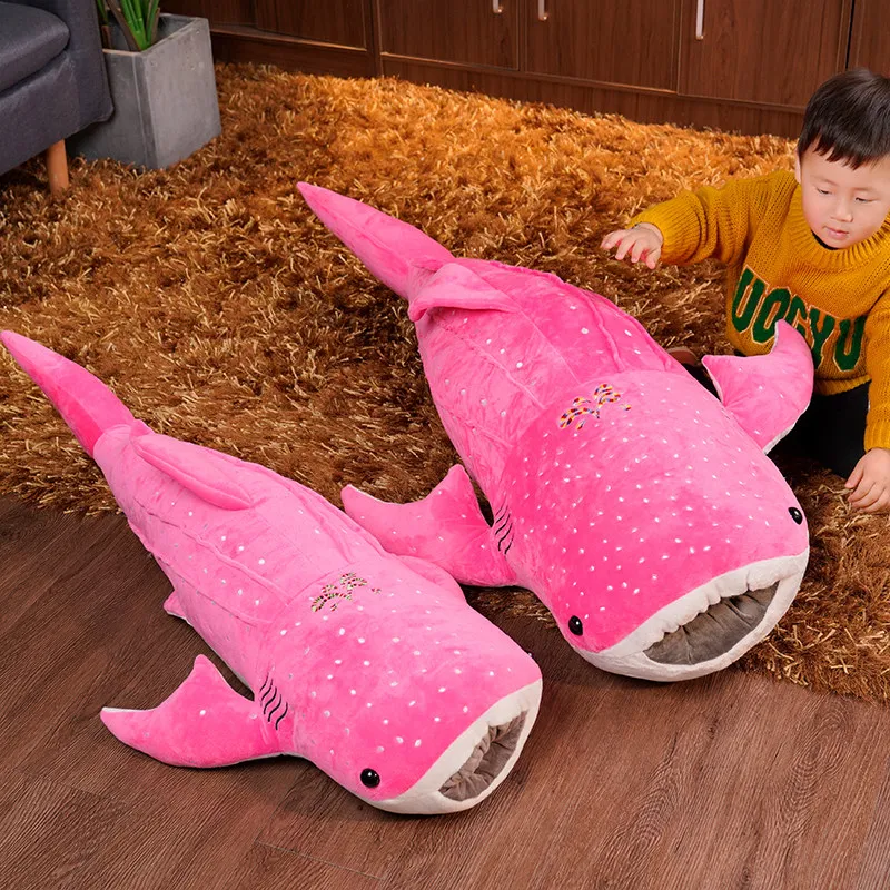 Juguetes de peluche de tiburón azul para niños, muñeco de tela de pez grande, ballena, Animales Marinos de peluche, cojín, regalo de cumpleaños,