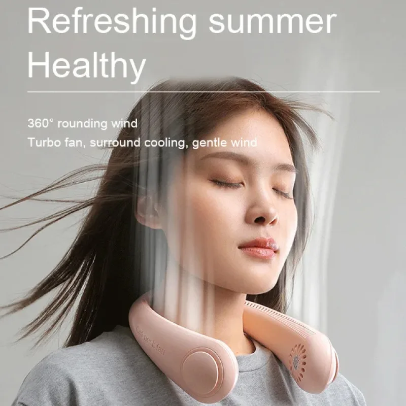 

Portable Bladeless Neck Hanging Fan, 360° Adjustable Personal Cooler, USB Rechargeable Quiet Cooling Fan for Travel