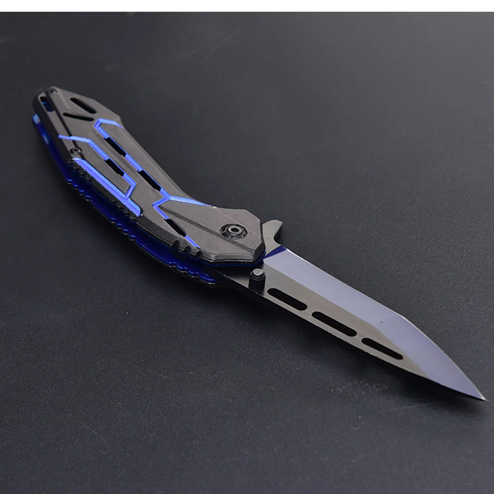 High hardness outdoor folding knife camping portable self-defense knife stainless steel dual color survival knife multifunctiona image 5