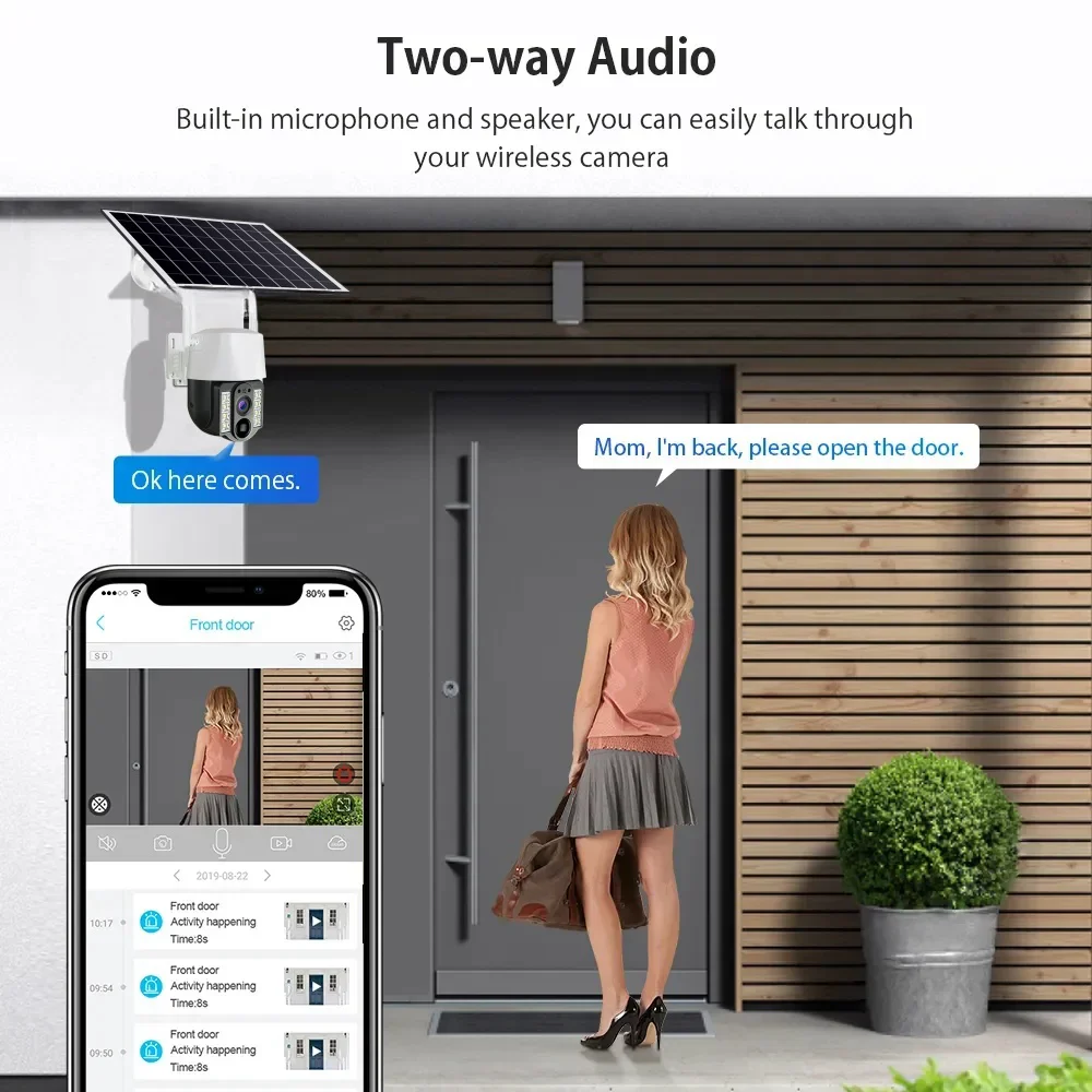 كاميرا تعمل بالطاقة الشمسية في الهواء الطلق 4G HD مع بطاقة Sim كاميرا ويب IP لاسلكية بطارية منخفضة تعمل بالطاقة كاميرات AOV حماية أمن الوطن الذكي CCTV