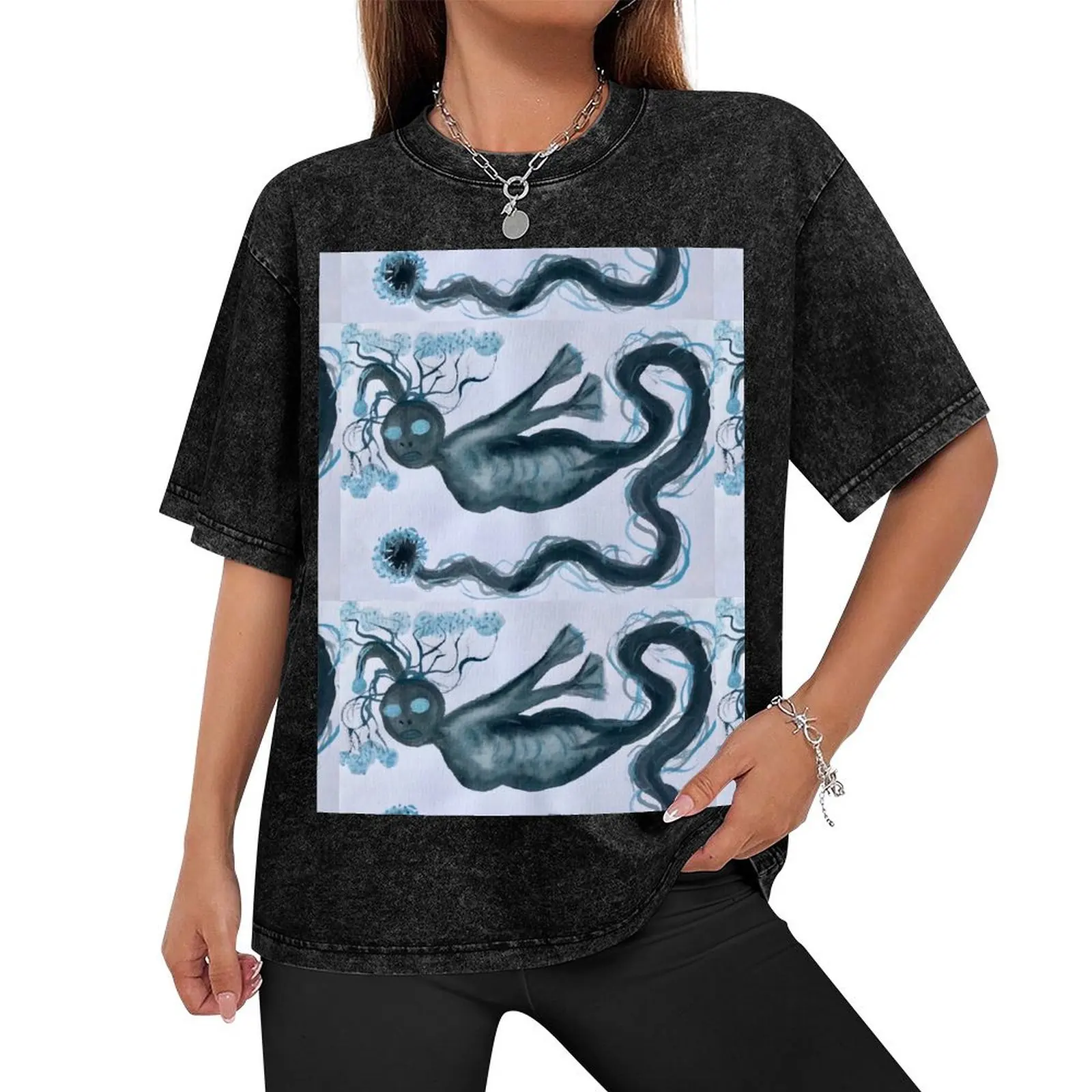 Demon Mermaid T-Shirt topping Clothing men workout shirt