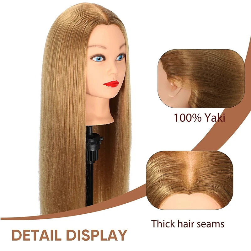 

Mannequin Head with 80% Human Hair - Straight, 26"-28" Doll Head for Cosmetology & Hairdresser