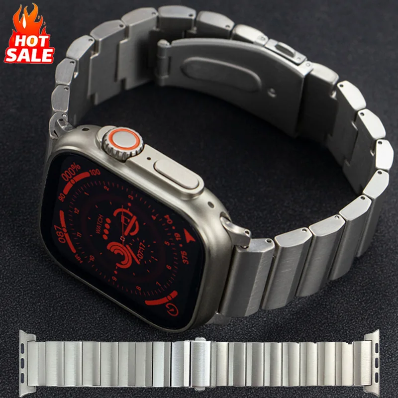 الفاخرة التيتانيوم الفرقة ل أبل الترا 49 مللي متر 45 41 44 38 40 42 مللي متر الرجال حزام الأعمال ل iWatch سلسلة 10 9 8 7 6SE5 4 سوار