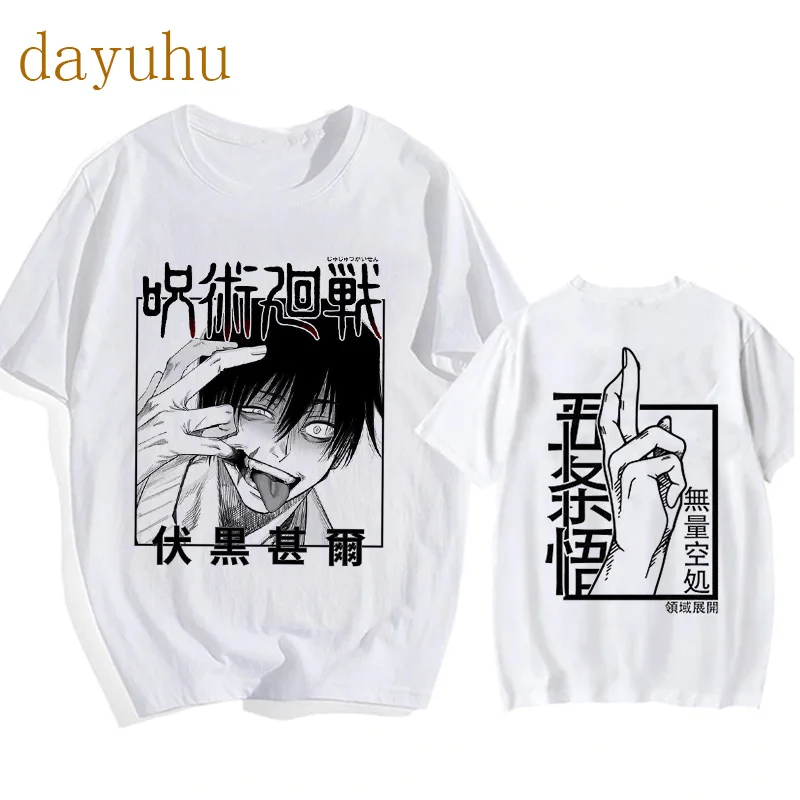 EU Size Japanese Anime Funny T Shirt Jujutsu Kaisen Shirt Gojo Satoru Yuji Itadori T-shirt Gothic Tops Tees Mange Tshirt Y2k