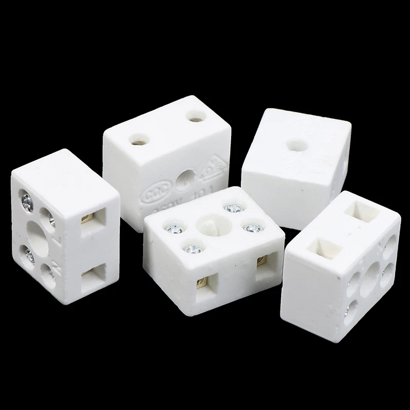 5Pcs 2 Postion 5 Hole Ceramic Wiring Terminal Block high frequency porcelain Dua