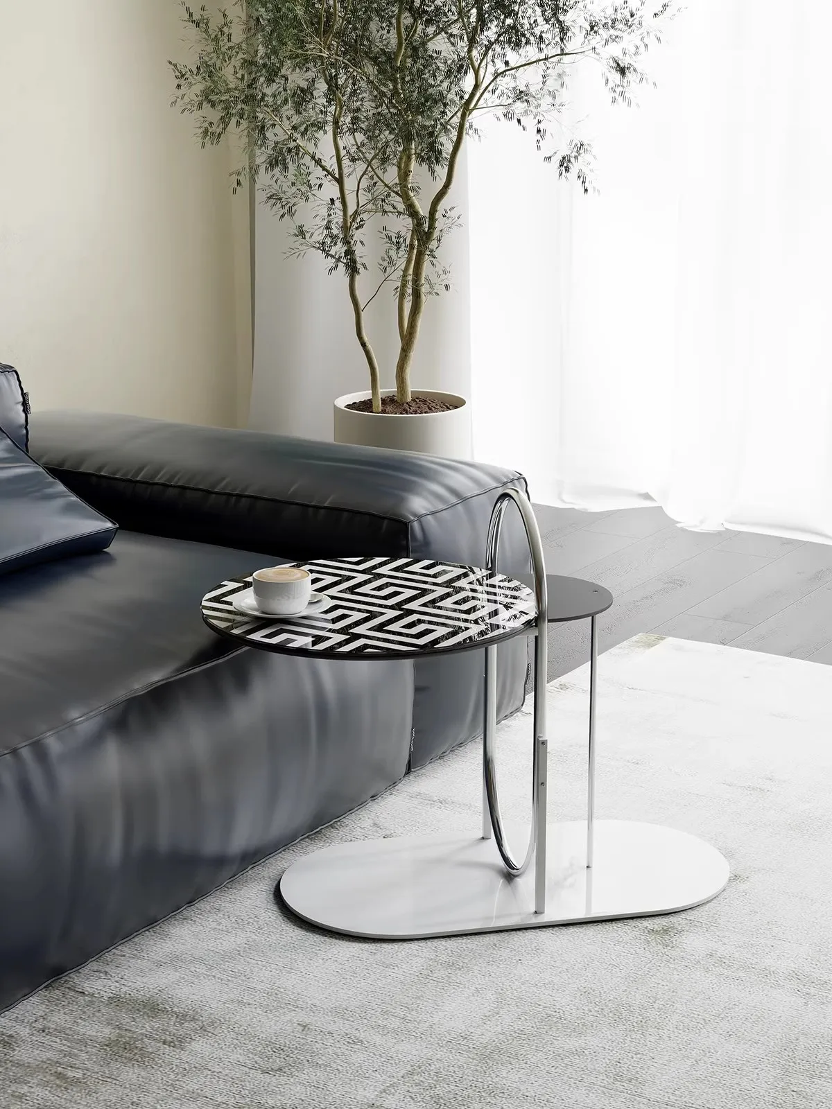 Living Room Furniture Creative Arts Side Table Nordic Light Luxury Style Sofa Coffee Table Glass Circle Custom Small Tea Table