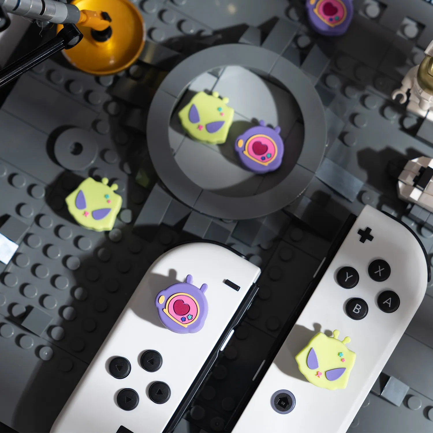 4 tapas de agarre para pulgar Space Rabbit Alien Cat compatibles con Nintendo Switch/Switch OLED/Lite