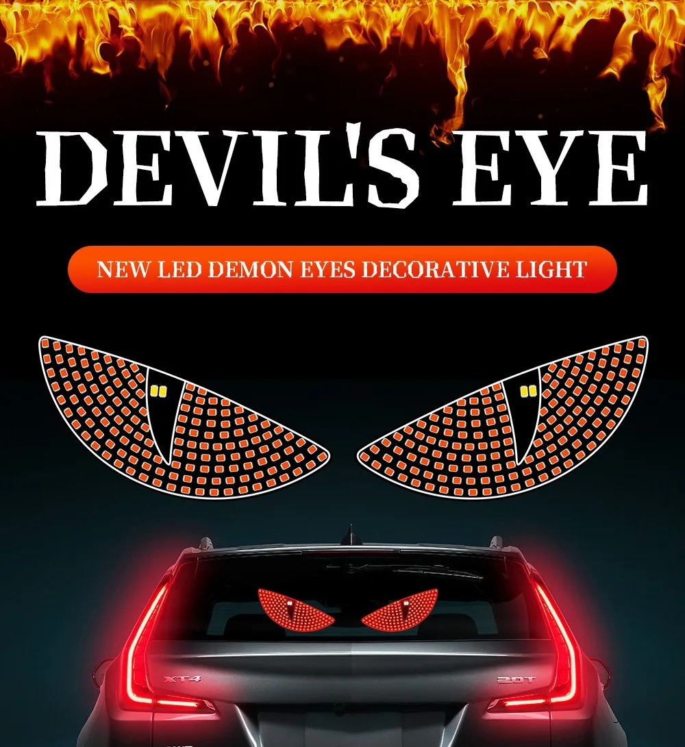 2Pcs Motorcycle Led Demon Eye Light Semicircle Eye Turn Signal Light Dynamic Tail Lamp Mini Car Decoration Lights